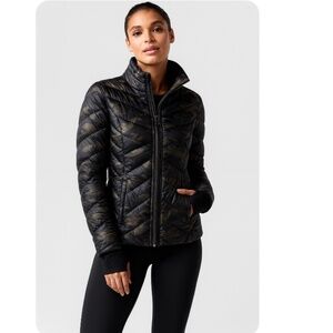 BLANC NOIR Puffer Jacket Reflective Trim Green Camo Size XS